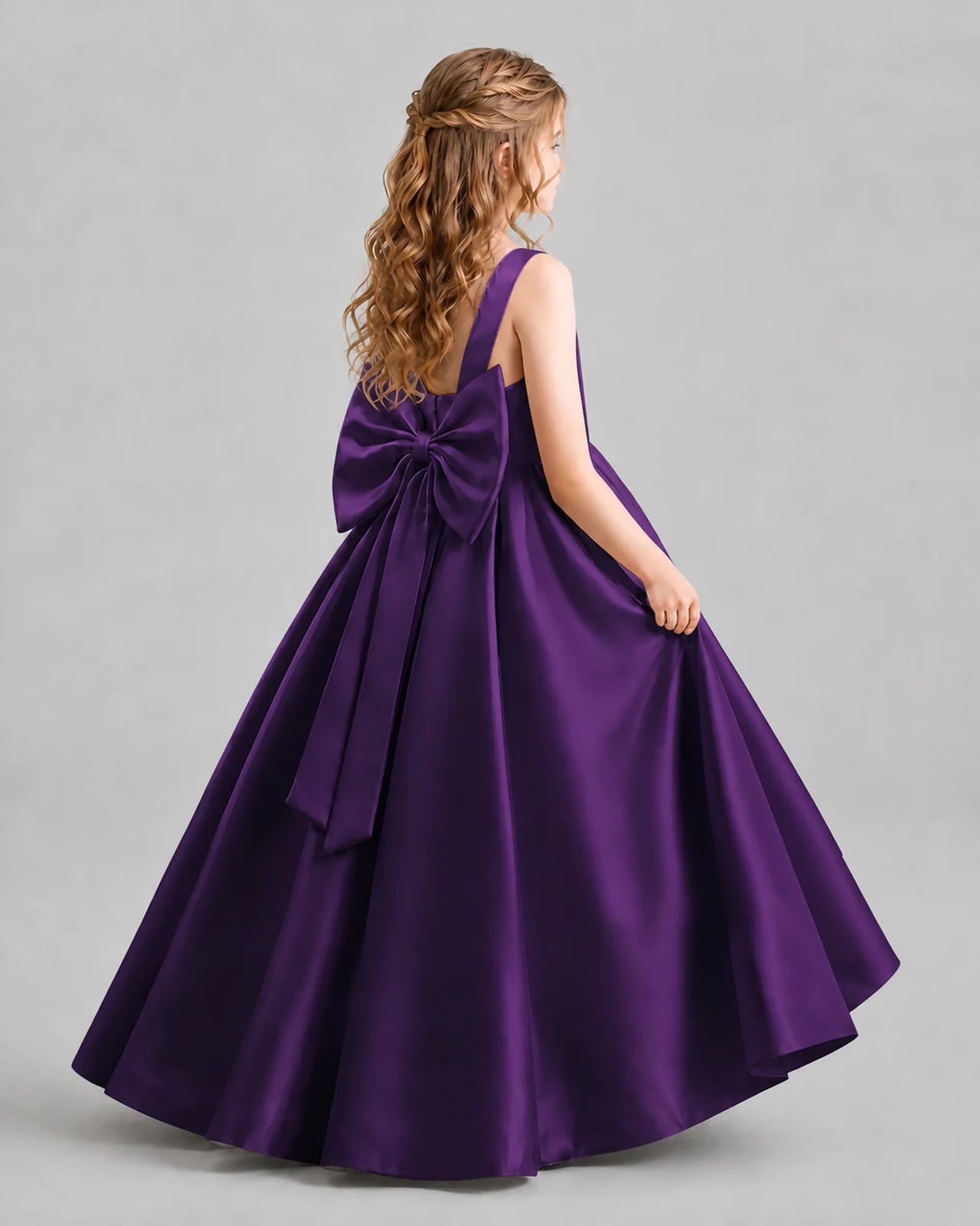Purple Ball Gown Girls Formal Dresses Back