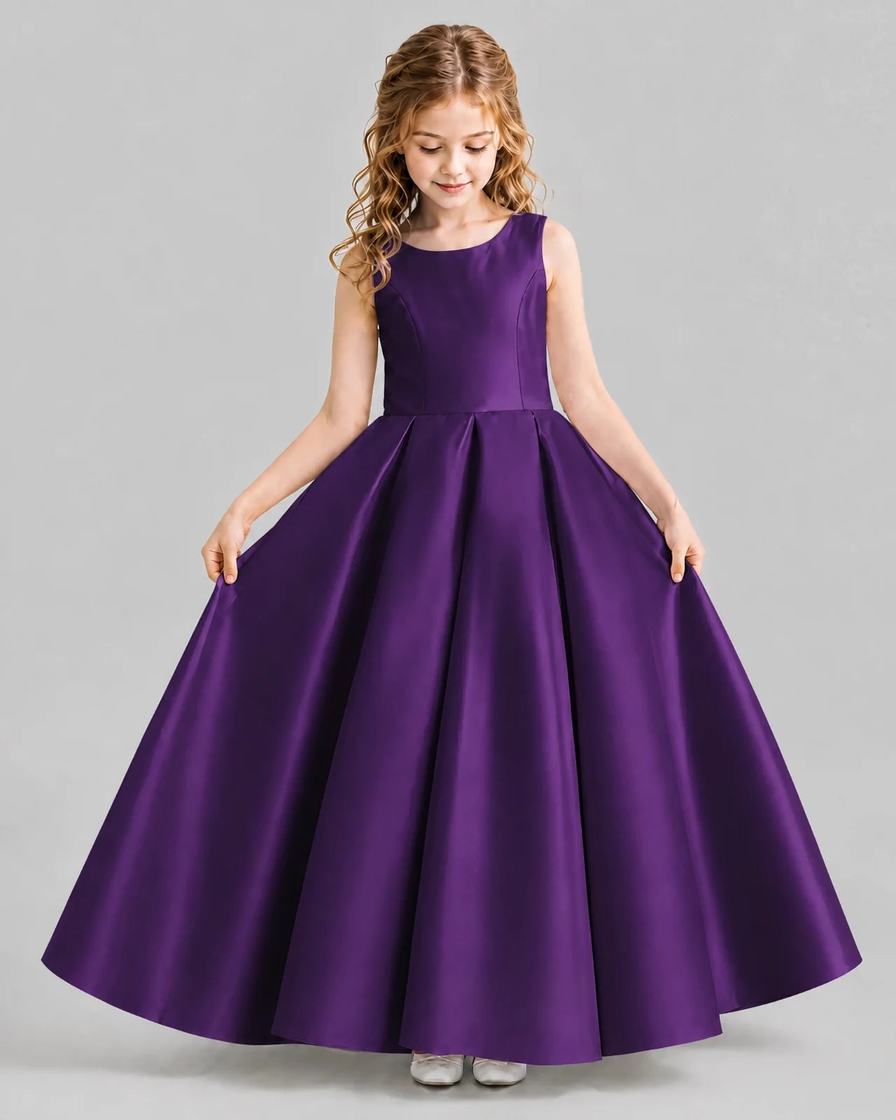 Purple Ball Gown Girls Formal Dresses Front