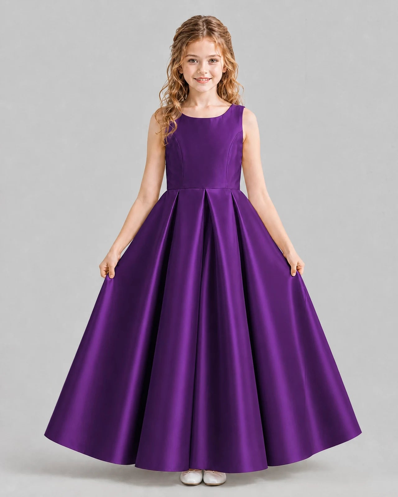 Purple Ball Gown Girls Formal Dresses Pose