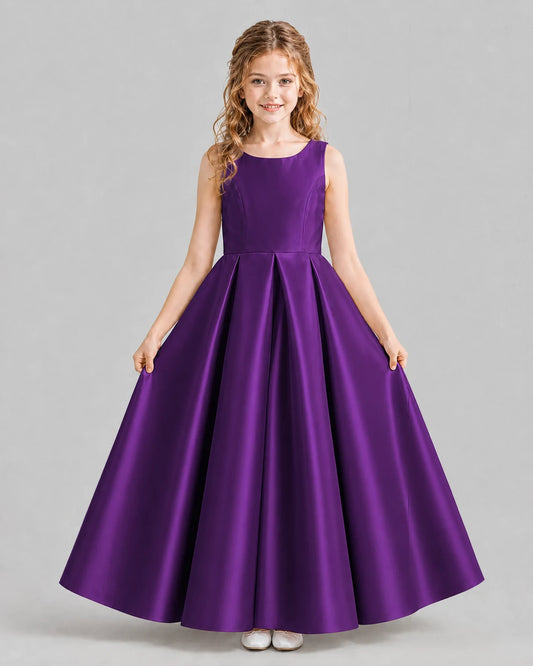 Purple Ball Gown Girls Formal Dresses Pose