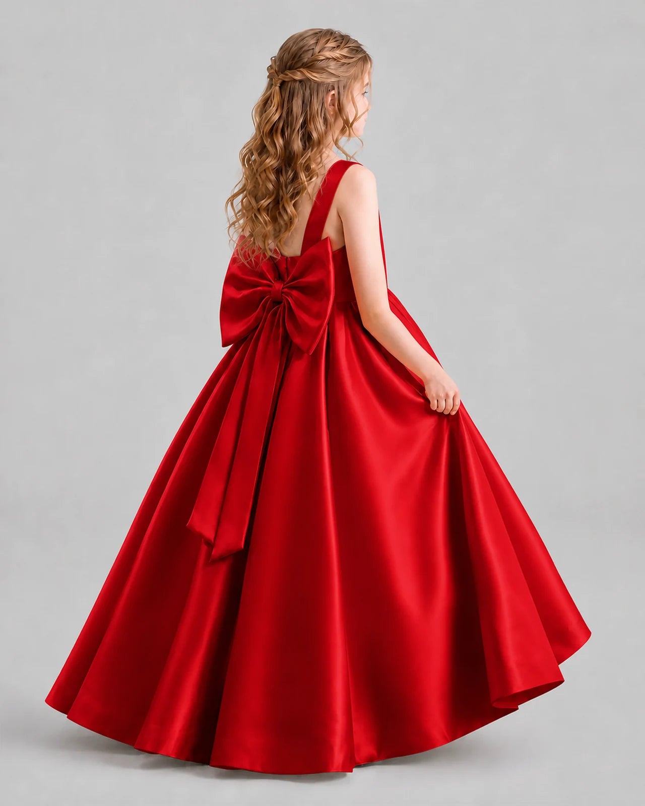 Red Ball Gown Girls Formal Dresses Back