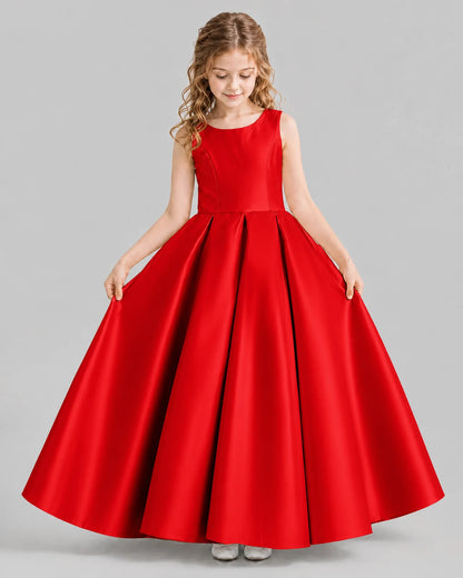 Red Ball Gown Girls Formal Dresses Front