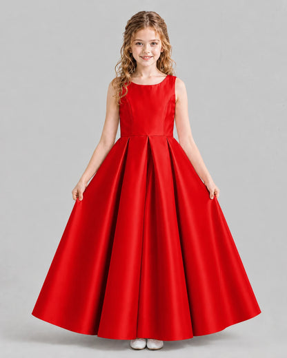 Red Ball Gown Girls Formal Dresses Pose