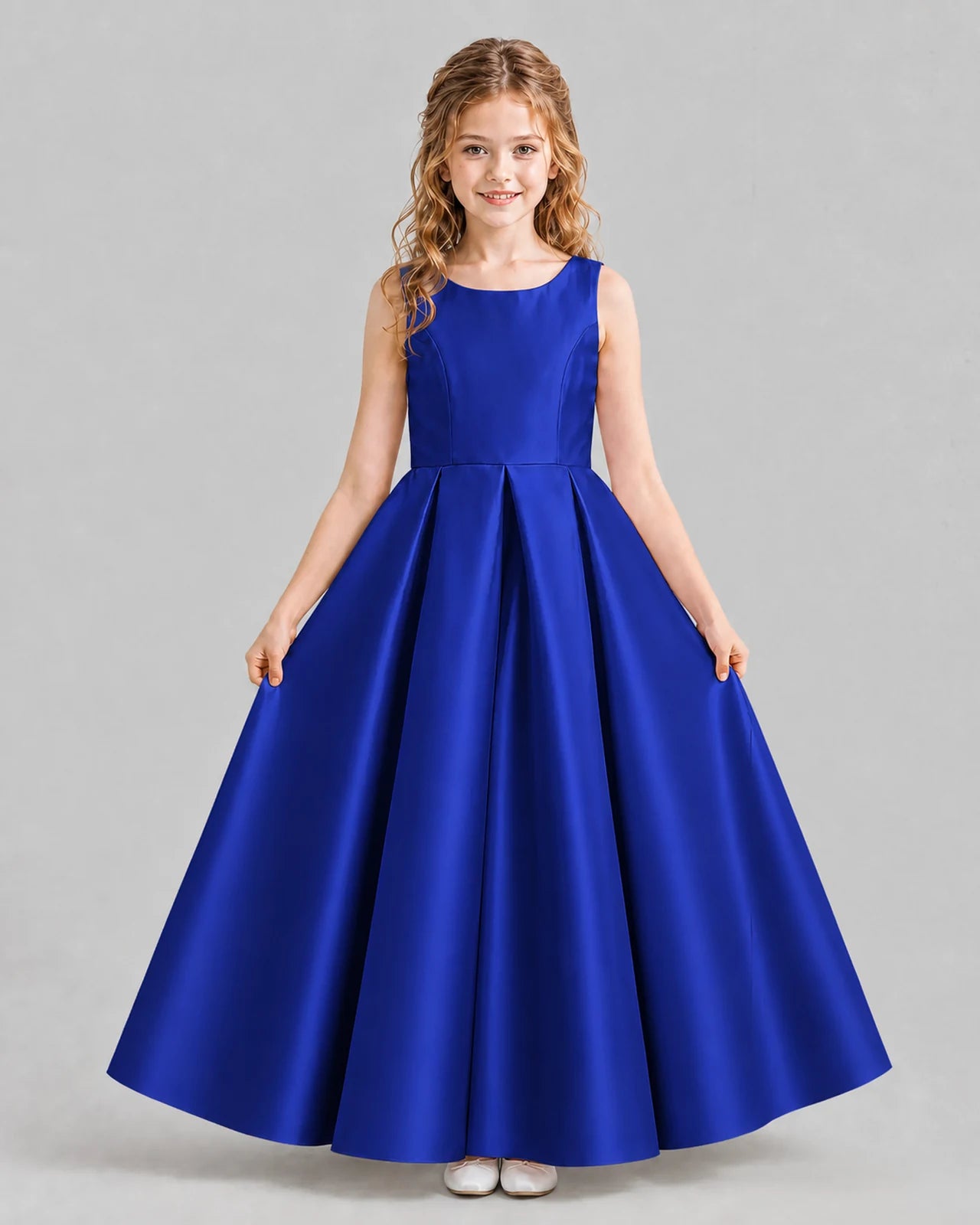 Royal Blue Ball Gown Girls Formal Dresses Pose