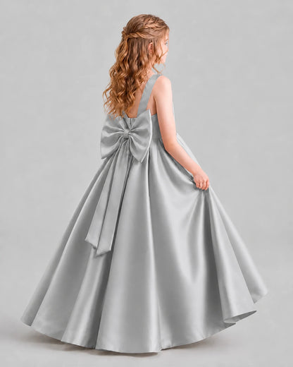 Silver Ball Gown Girls Formal Dresses Back