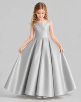 Silver Ball Gown Girls Formal Dresses Front