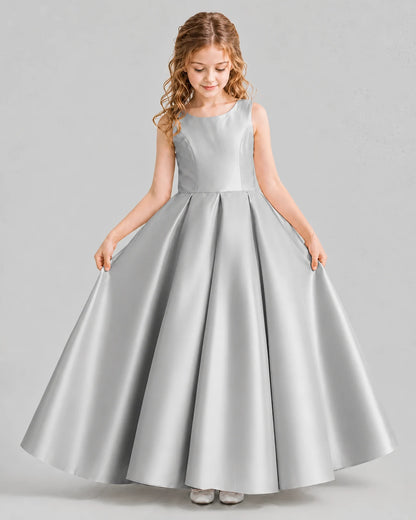 Silver Ball Gown Girls Formal Dresses Front