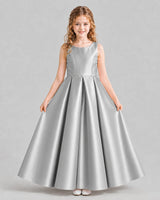 Silver Ball Gown Girls Formal Dresses Pose