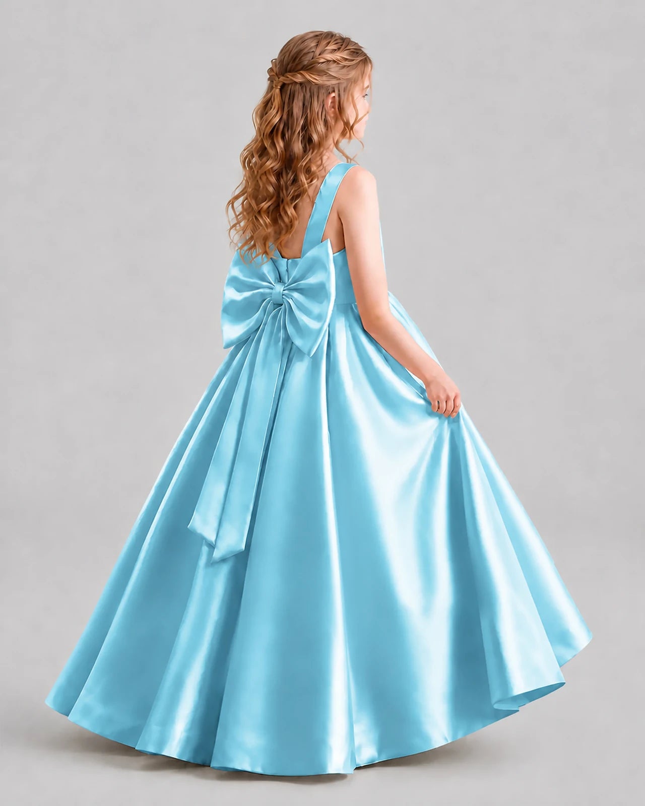 Sky Blue Ball Gown Girls Formal Dresses Back