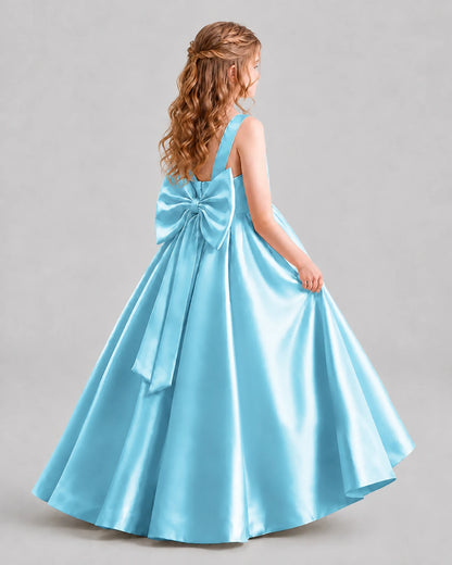 Sky Blue Ball Gown Girls Formal Dresses Back