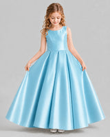 Sky Blue Ball Gown Girls Formal Dresses Front