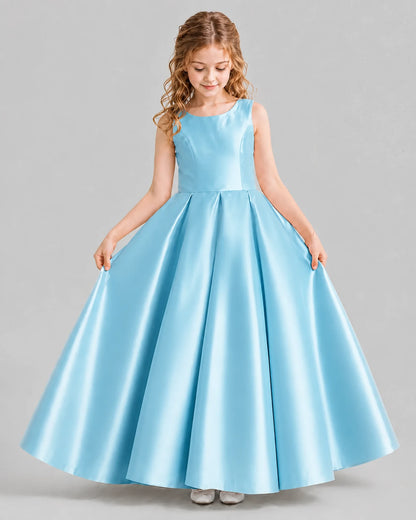 Sky Blue Ball Gown Girls Formal Dresses Front