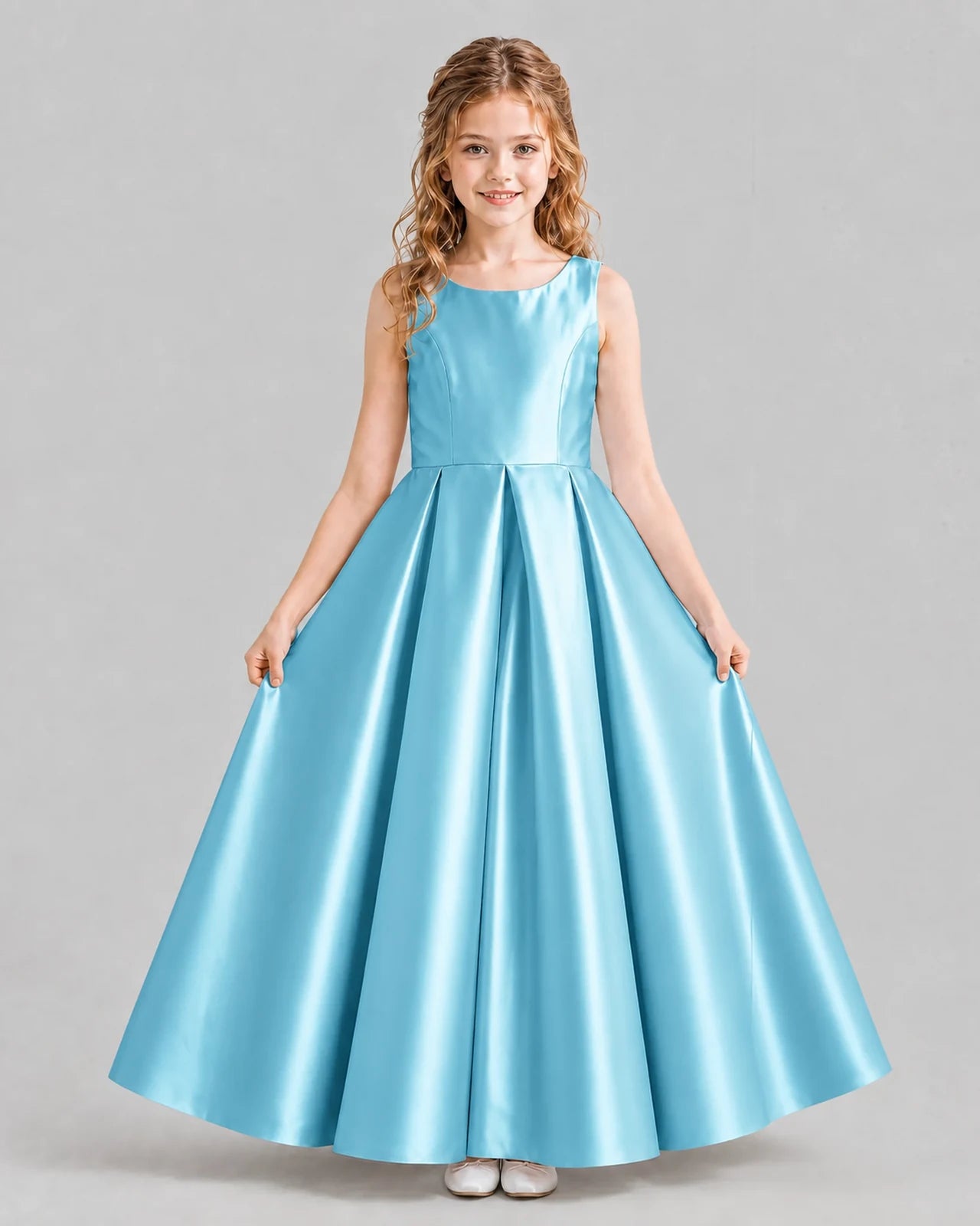 Sky Blue Ball Gown Girls Formal Dresses Pose