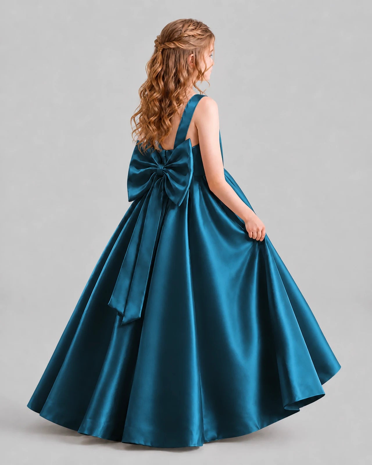 Teal Ball Gown Girls Formal Dresses Back