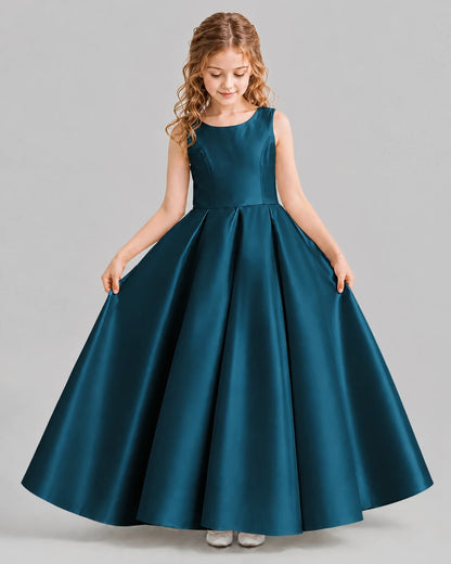 Teal Ball Gown Girls Formal Dresses Front