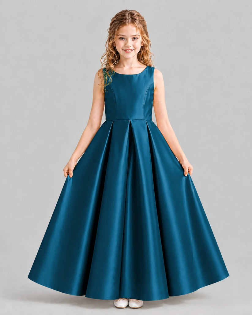 Teal Ball Gown Girls Formal Dresses Pose