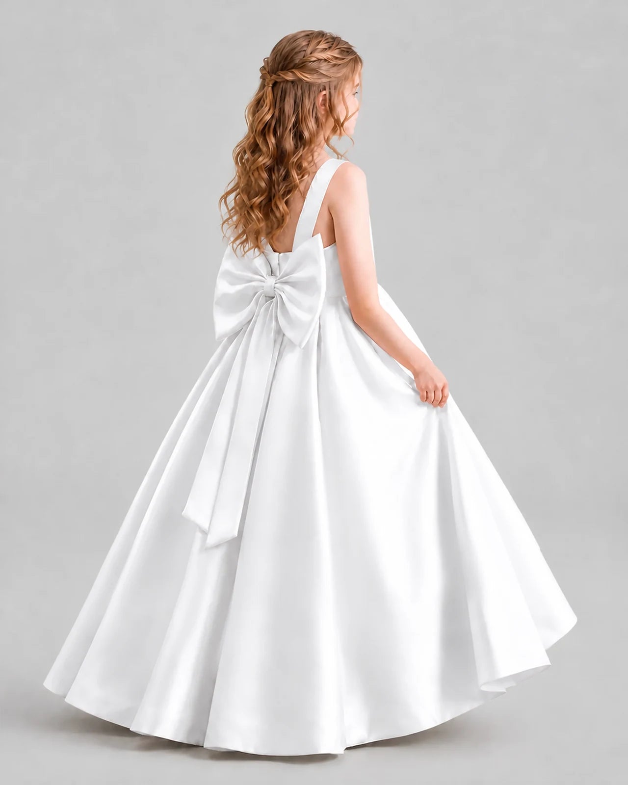 White Ball Gown Girls Formal Dresses Back