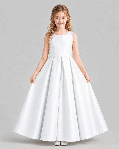White Ball Gown Girls Formal Dresses Pose