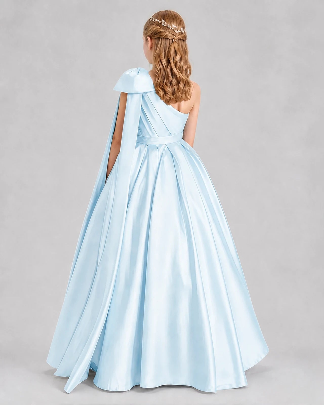 Baby Blue Ball Gown Girls Formal Dresses Back