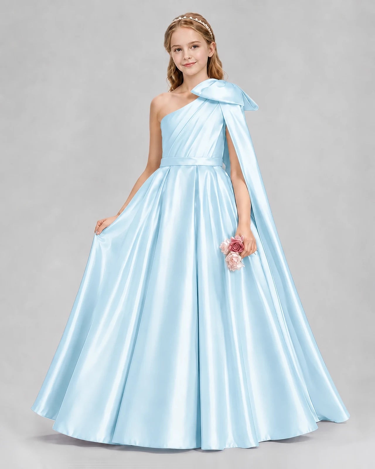 Baby Blue Ball Gown Girls Formal Dresses Front