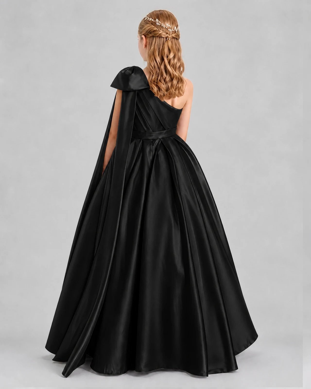 Black Ball Gown Girls Formal Dresses Back