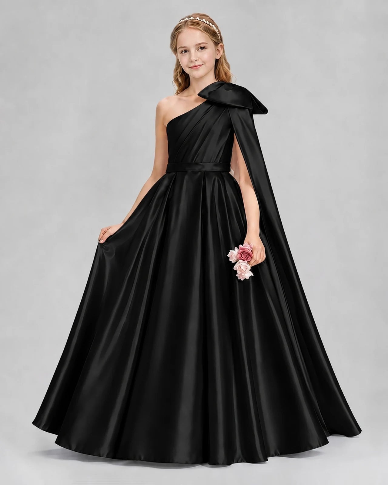 Black Ball Gown Girls Formal Dresses Front