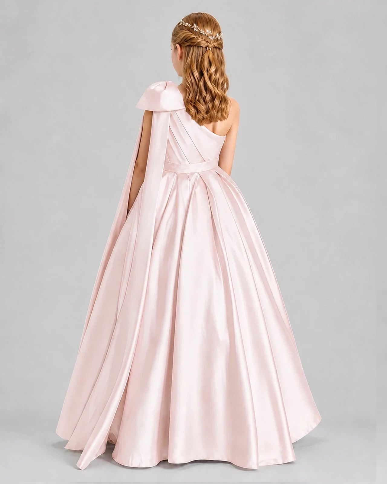 Blush Pink Ball Gown Girls Formal Dresses Back