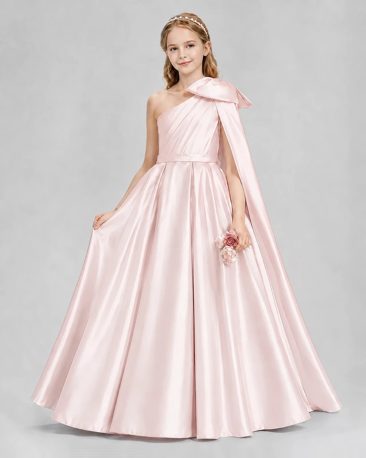 Blush Pink Ball Gown Girls Formal Dresses Front