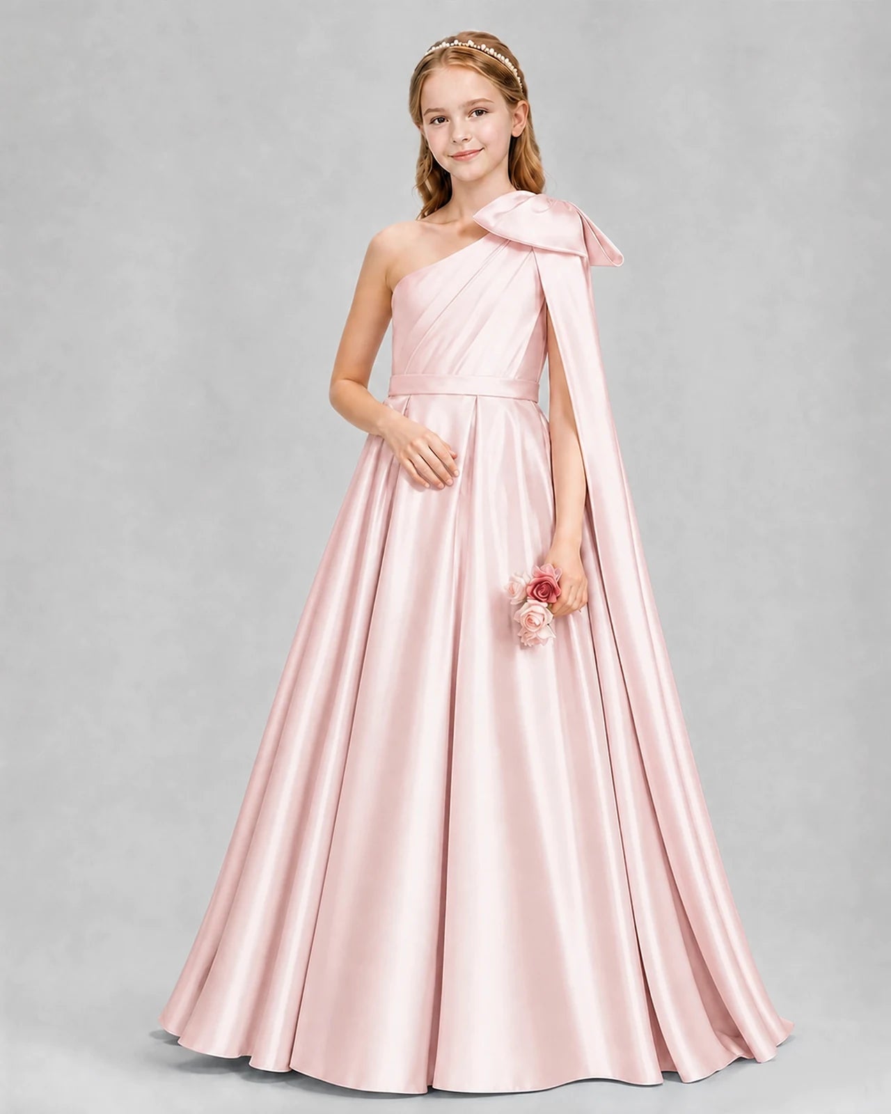 Blush Pink Ball Gown Girls Formal Dresses Pose