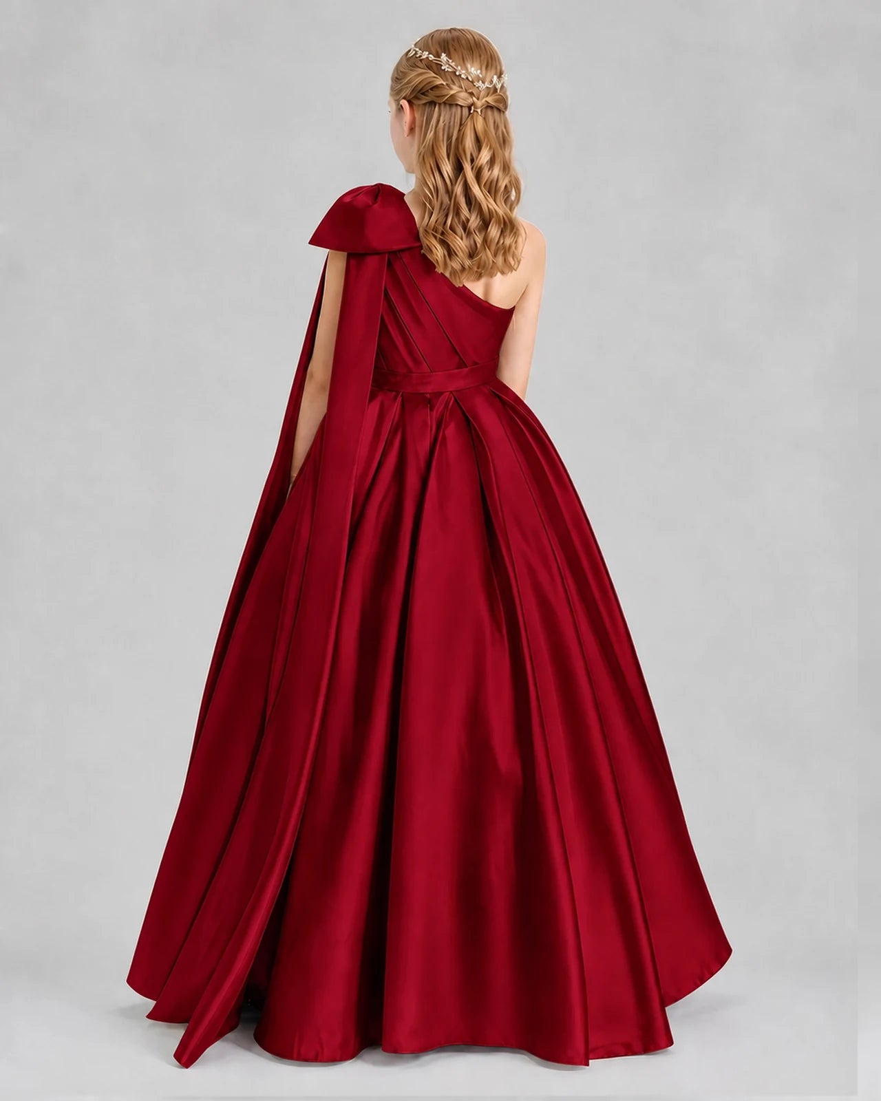Burgundy Ball Gown Girls Formal Dresses Back