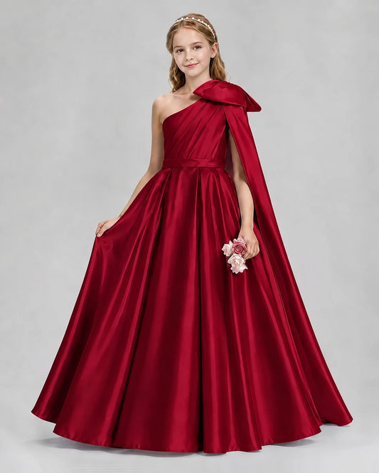 Burgundy Ball Gown Girls Formal Dresses Front