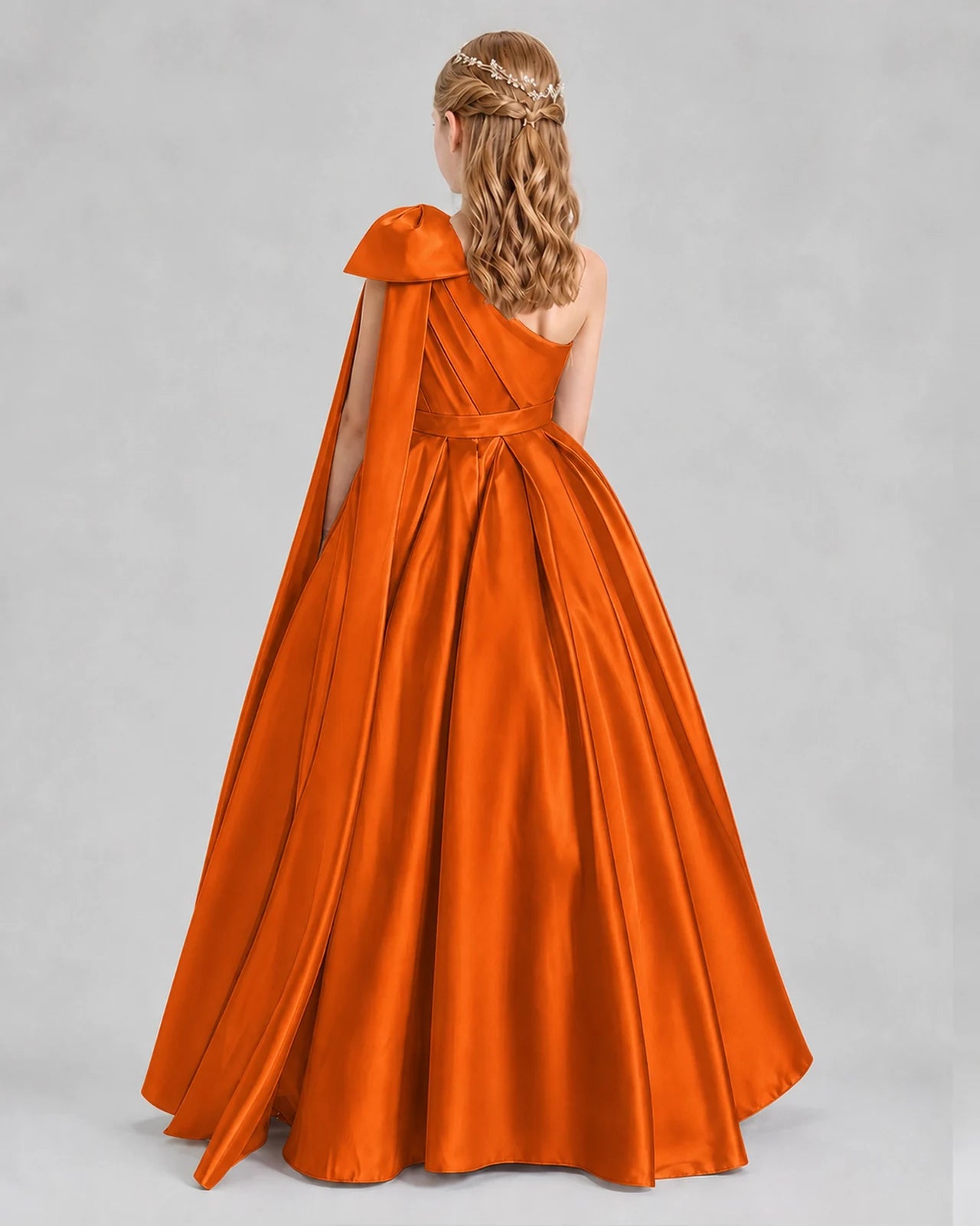 Burnt Orange Ball Gown Girls Formal Dresses Back