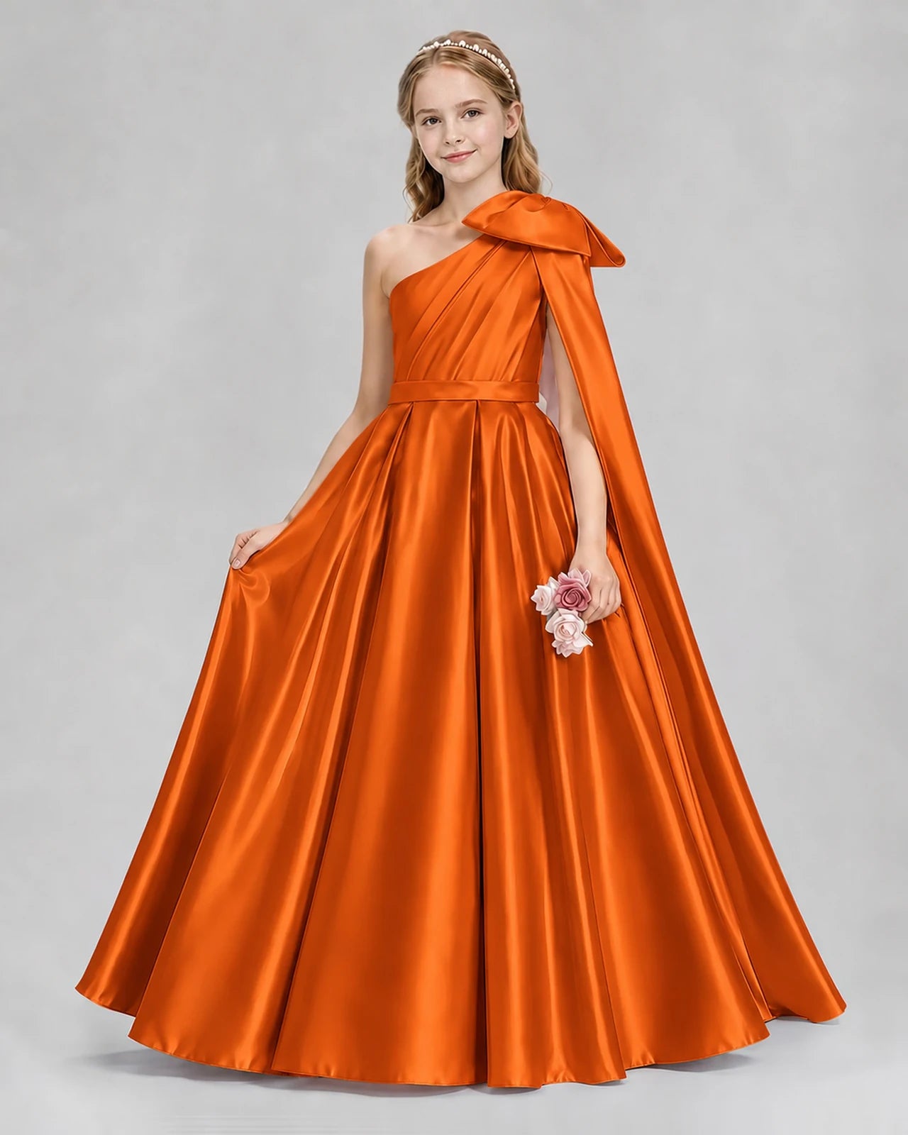 Burnt Orange Ball Gown Girls Formal Dresses Front