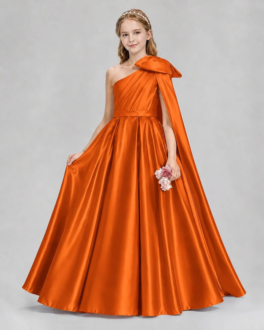 Burnt Orange Ball Gown Girls Formal Dresses Front