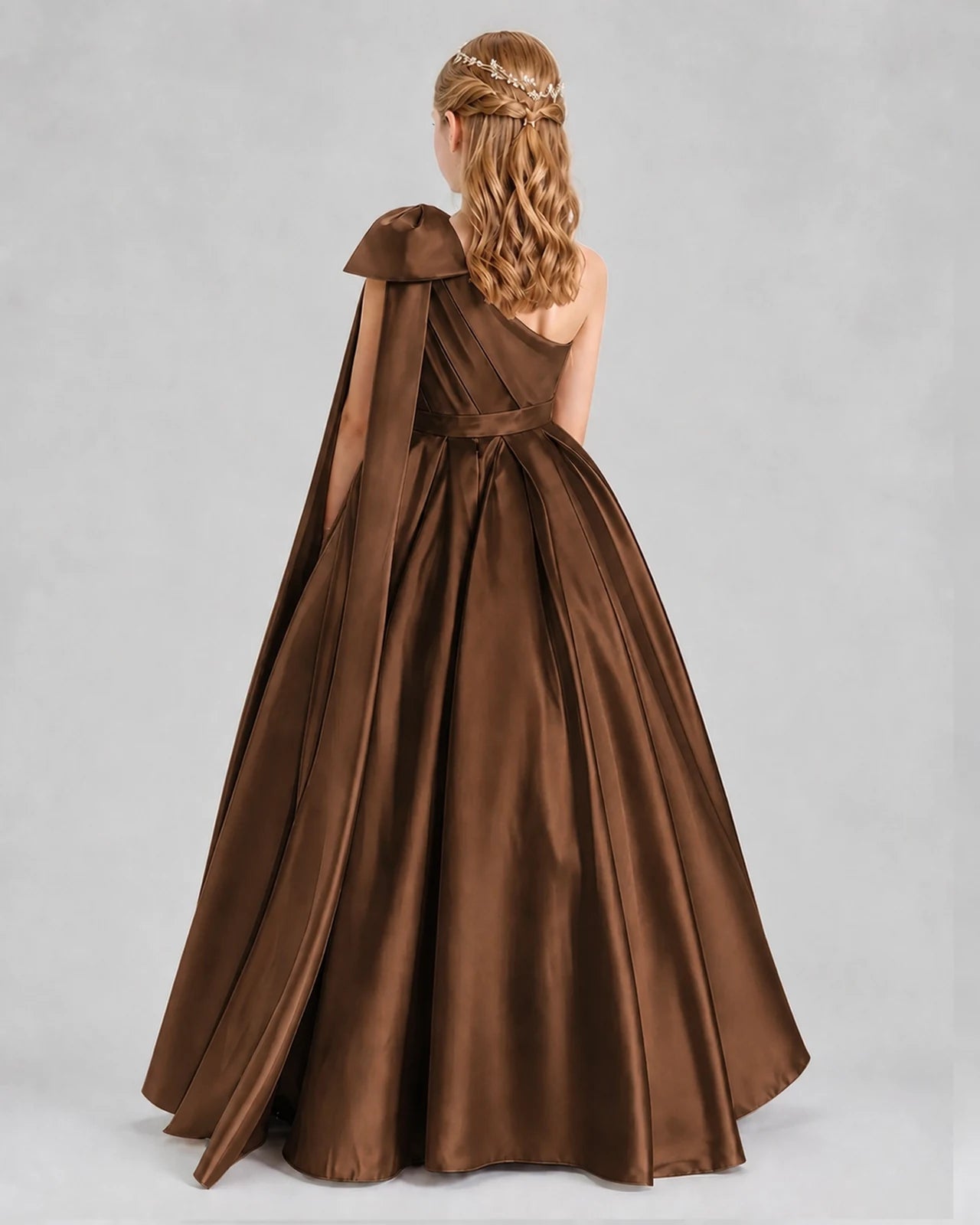 Chocolate Ball Gown Girls Formal Dresses Back