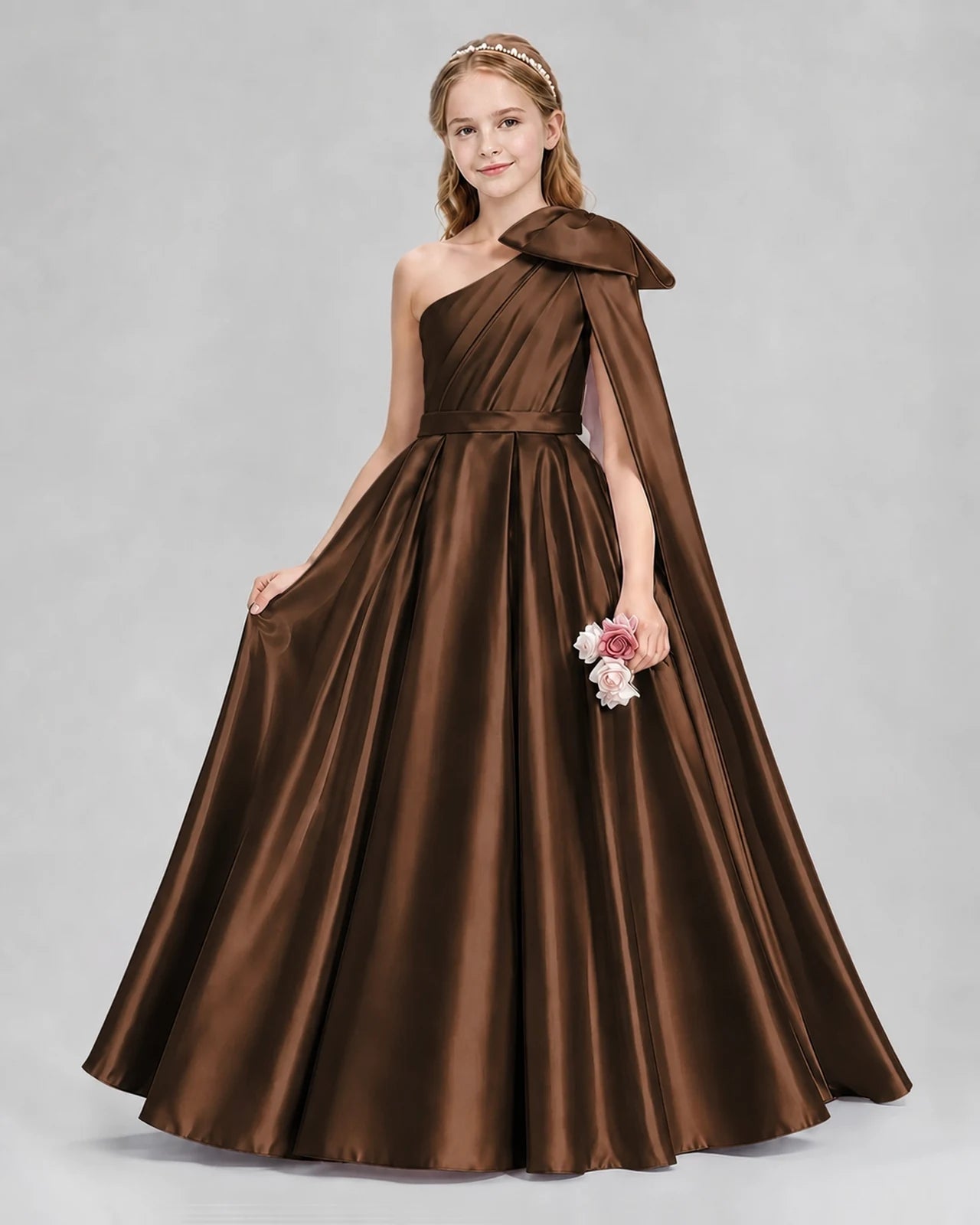 Chocolate Ball Gown Girls Formal Dresses Front