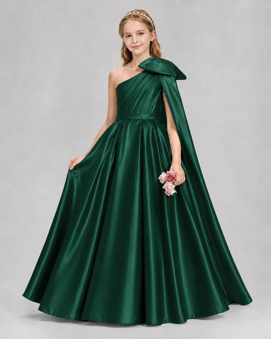 Dark Green Ball Gown Girls Formal Dresses Front
