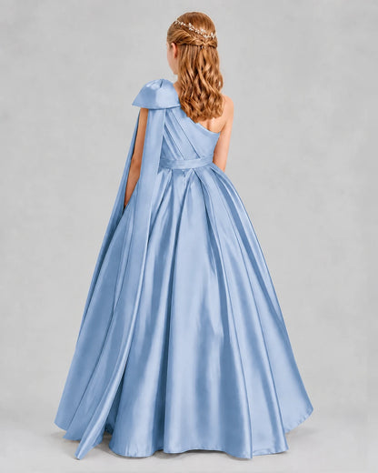 Dusty Blue Ball Gown Girls Formal Dresses Back