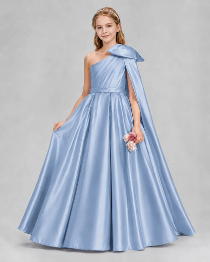 Dusty Blue Ball Gown Girls Formal Dresses Front