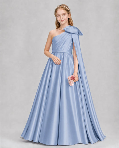 Dusty Blue Ball Gown Girls Formal Dresses Pose