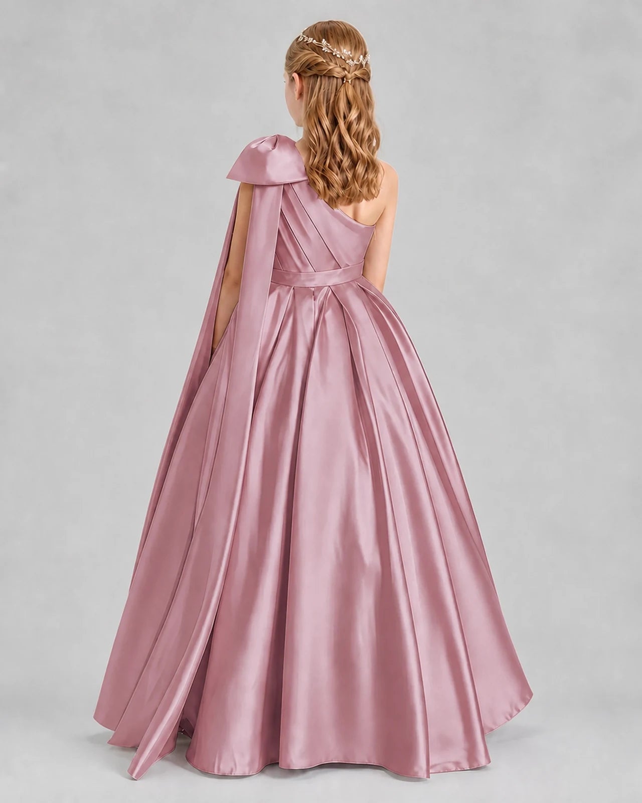 Dusty Rose Ball Gown Girls Formal Dresses Back
