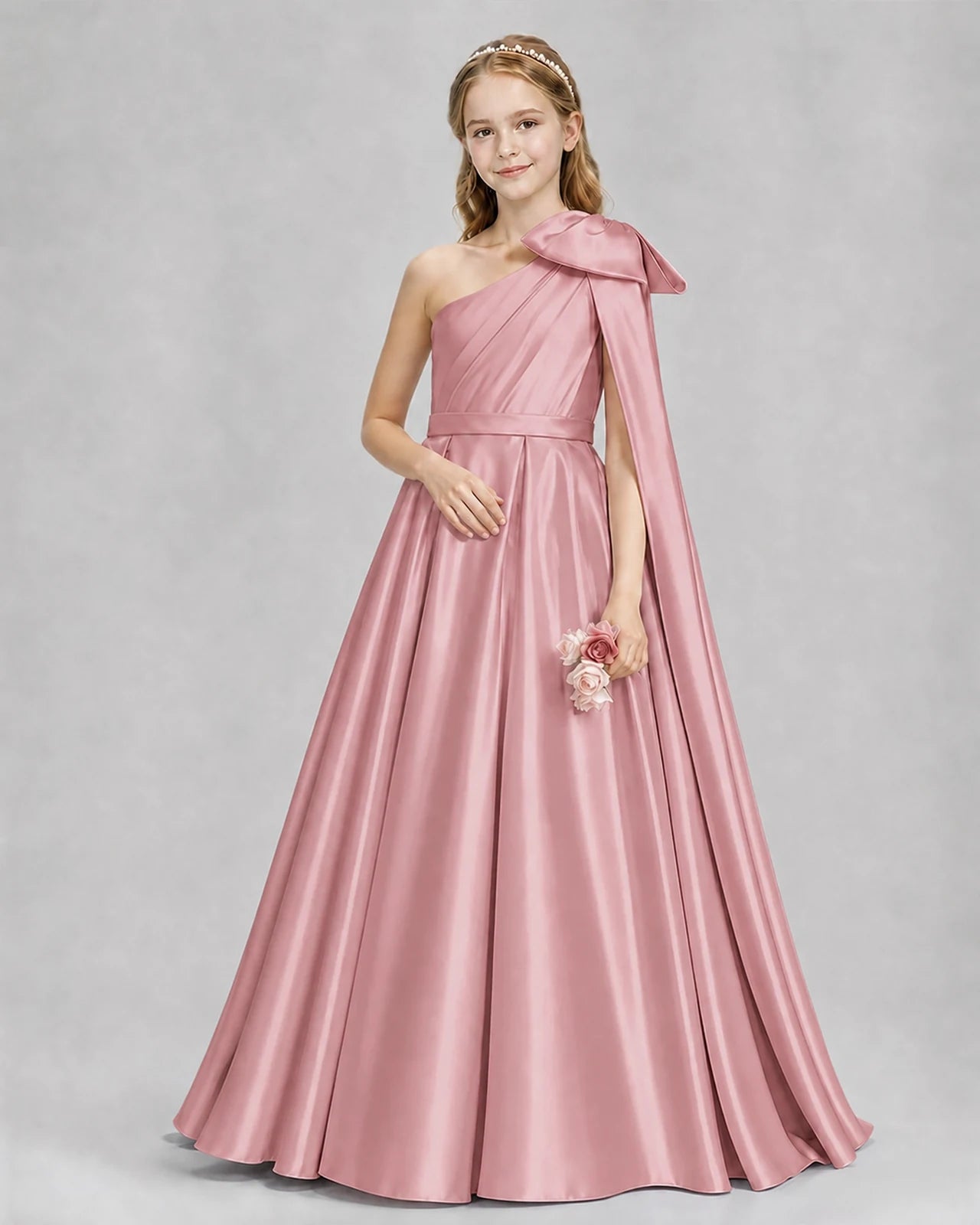 Dusty Rose Ball Gown Girls Formal Dresses Pose
