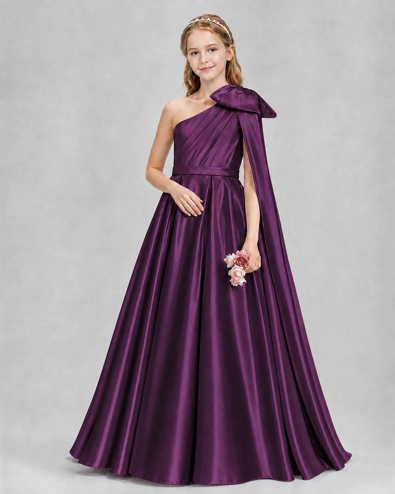 Grape Ball Gown Girls Formal Dresses Pose
