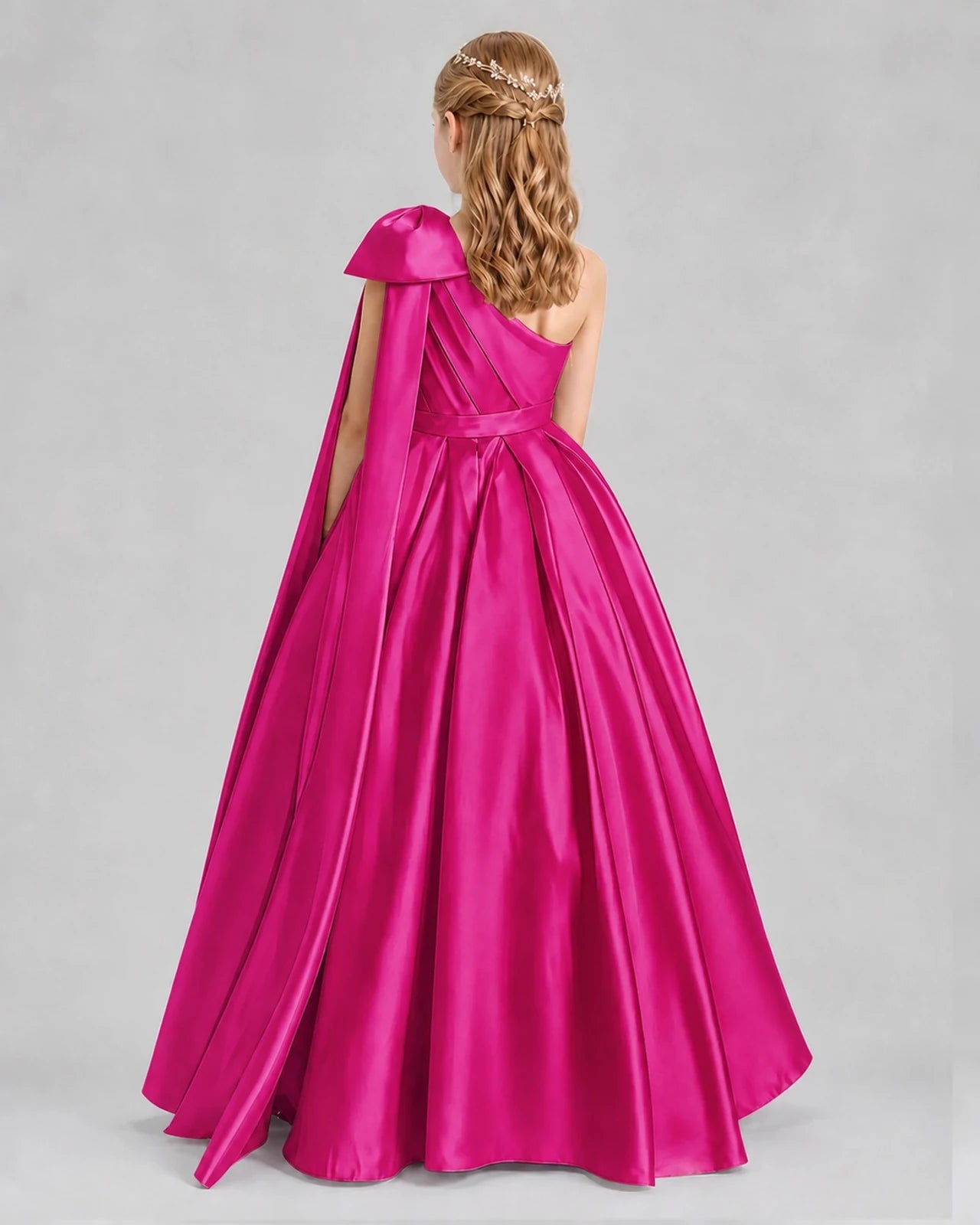 Hot Pink Ball Gown Girls Formal Dresses Back