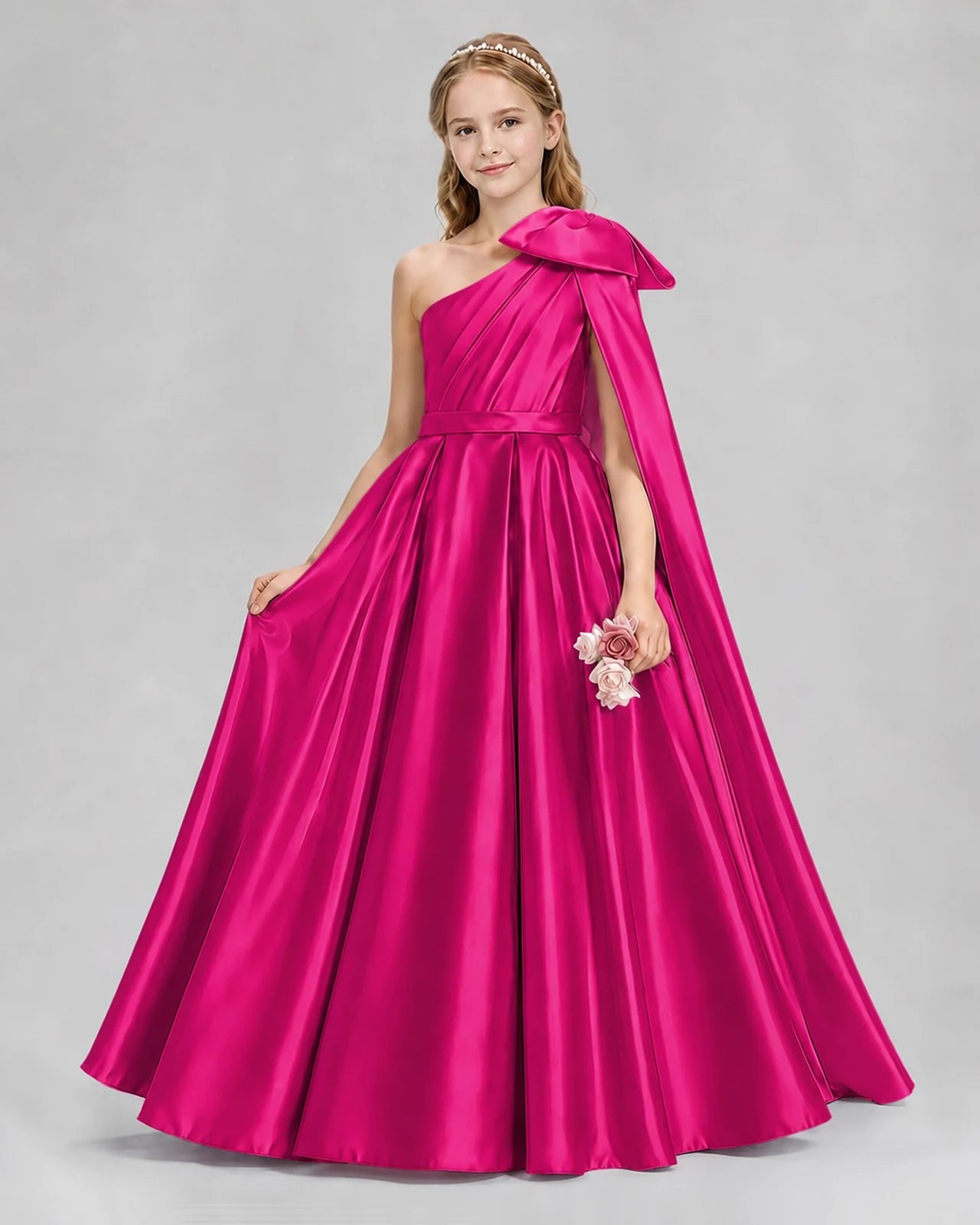 Hot Pink Ball Gown Girls Formal Dresses Front