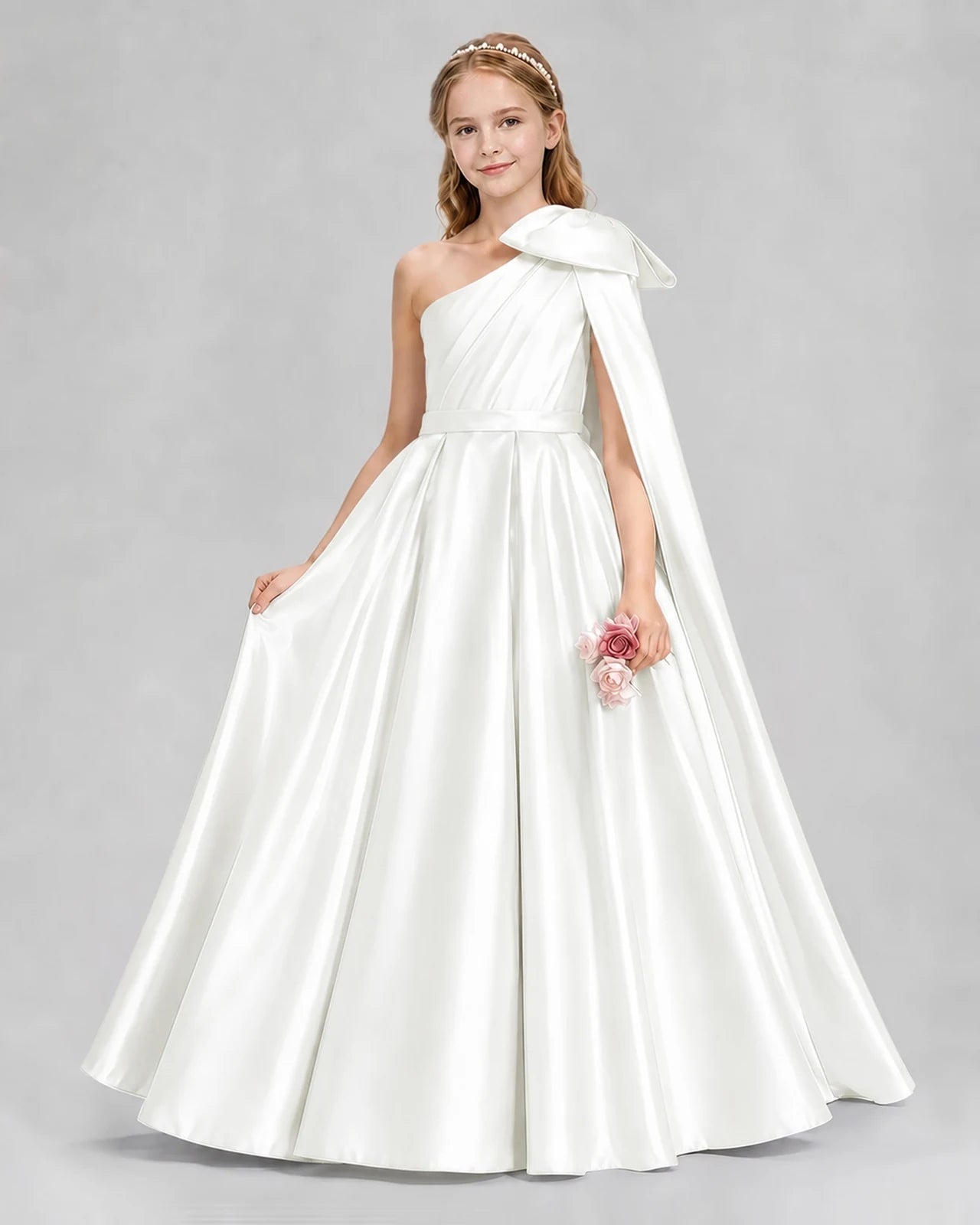 Ivory Ball Gown Girls Formal Dresses Front