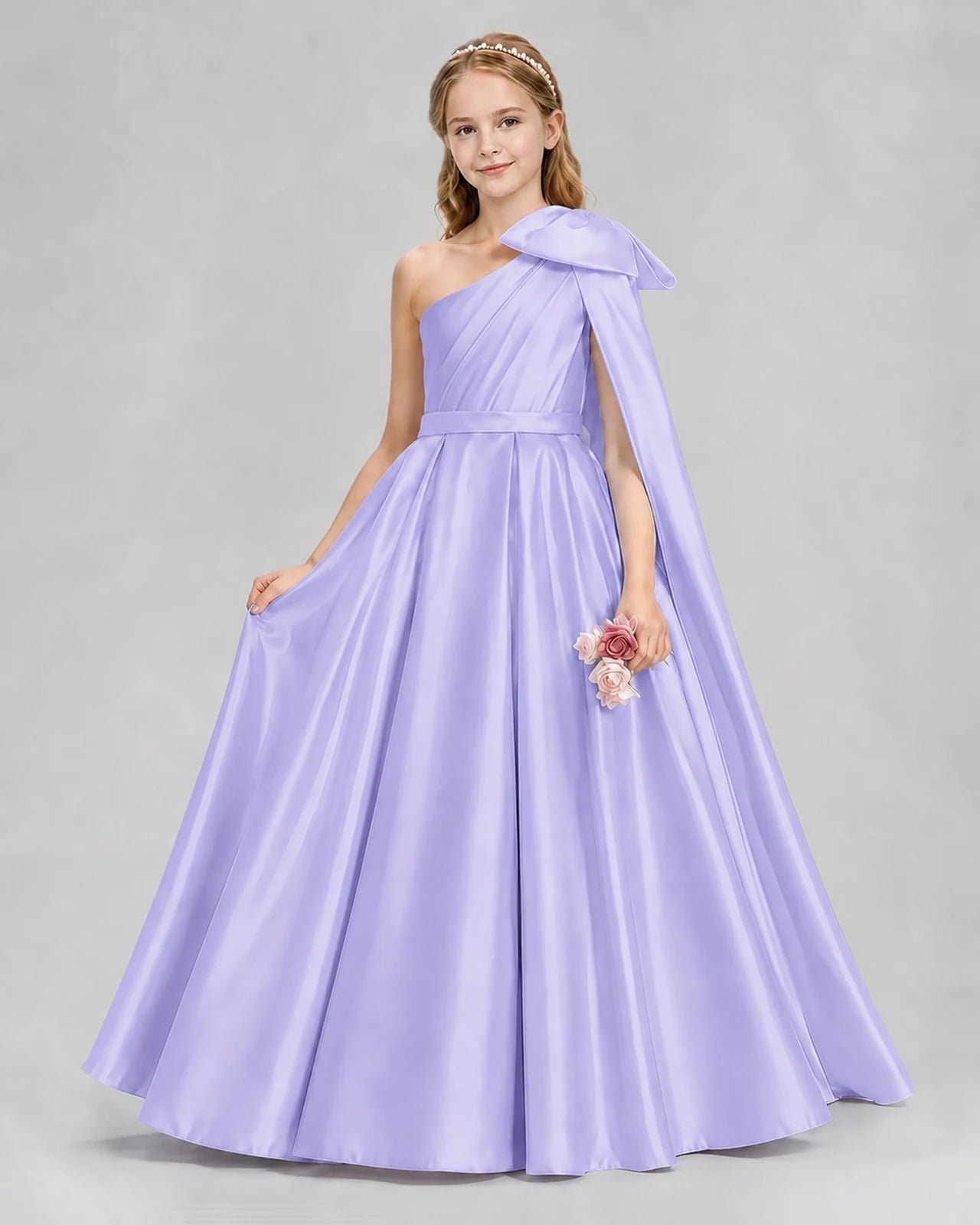 Lavender Ball Gown Girls Formal Dresses Front