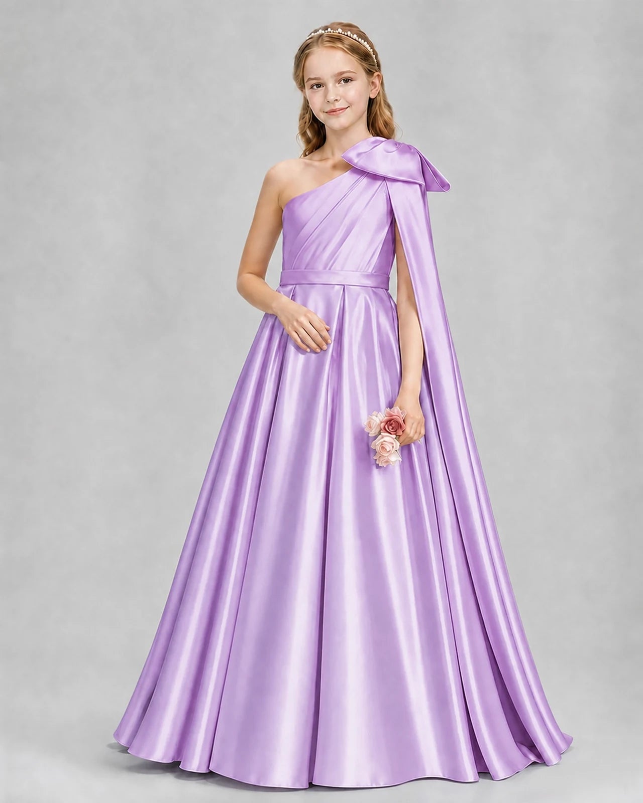 Lilac Ball Gown Girls Formal Dresses Pose