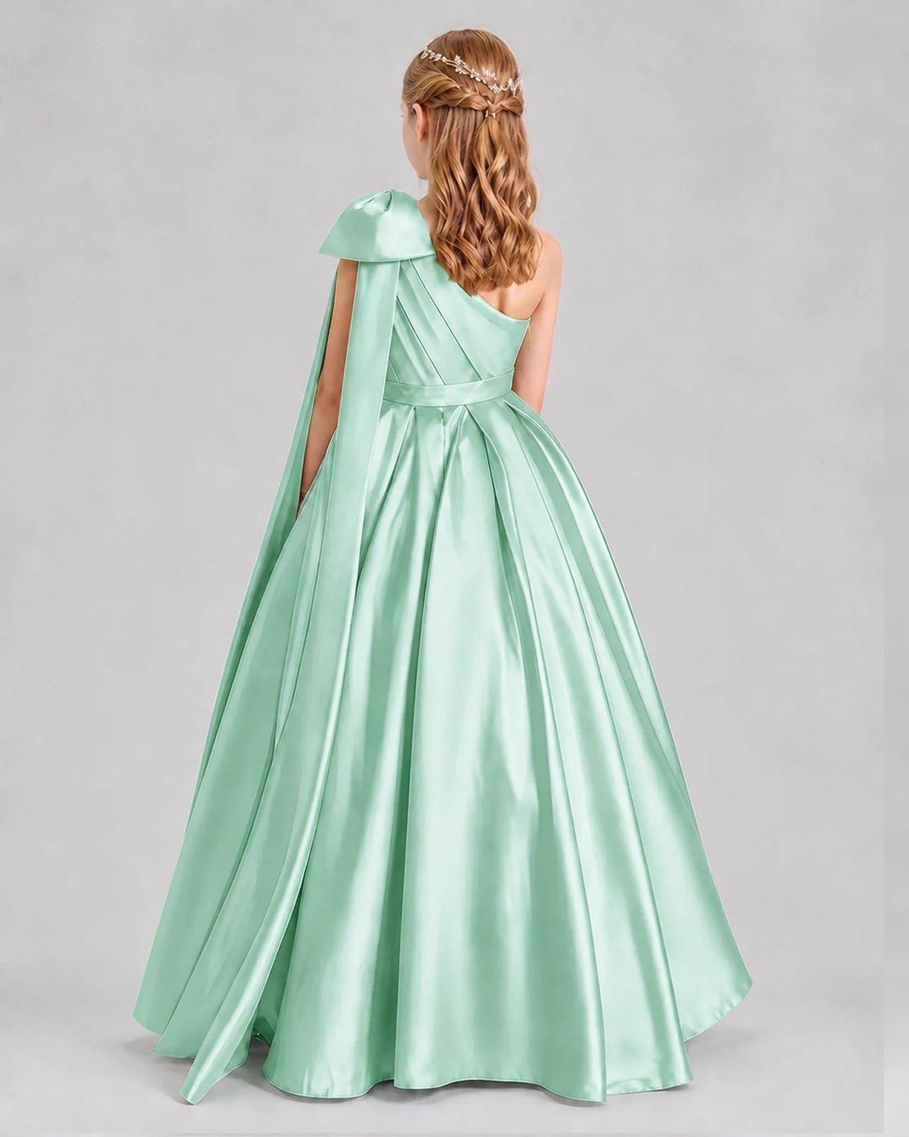 Mint Green Ball Gown Girls Formal Dresses Back