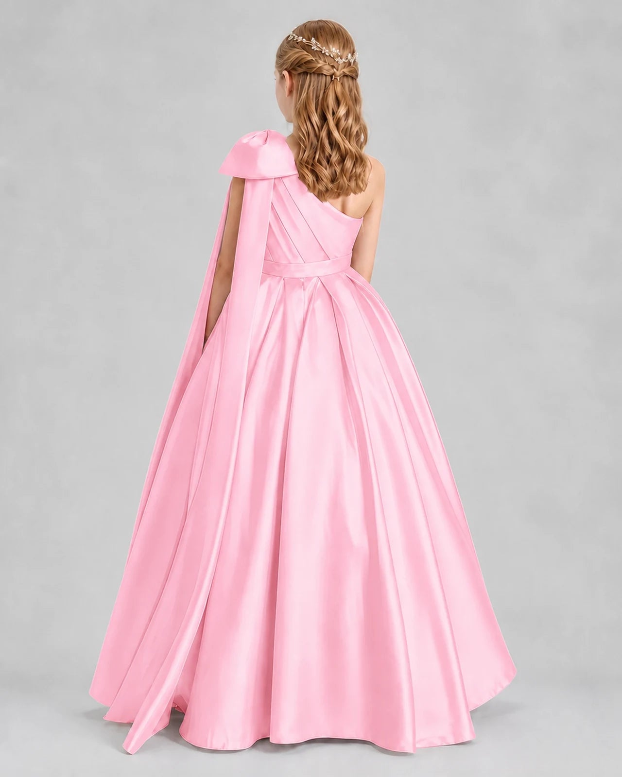 Pink Ball Gown Girls Formal Dresses Back
